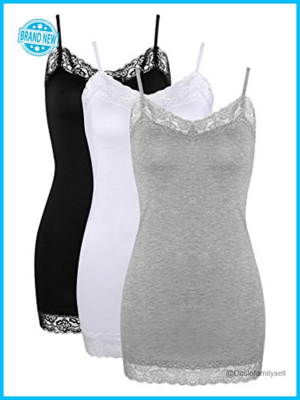 Lace Trim Adjustable Spaghetti Strap Camisole V Neck Modal Spandex
